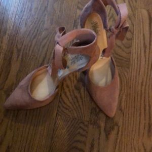 Pink Faux Suede Heels